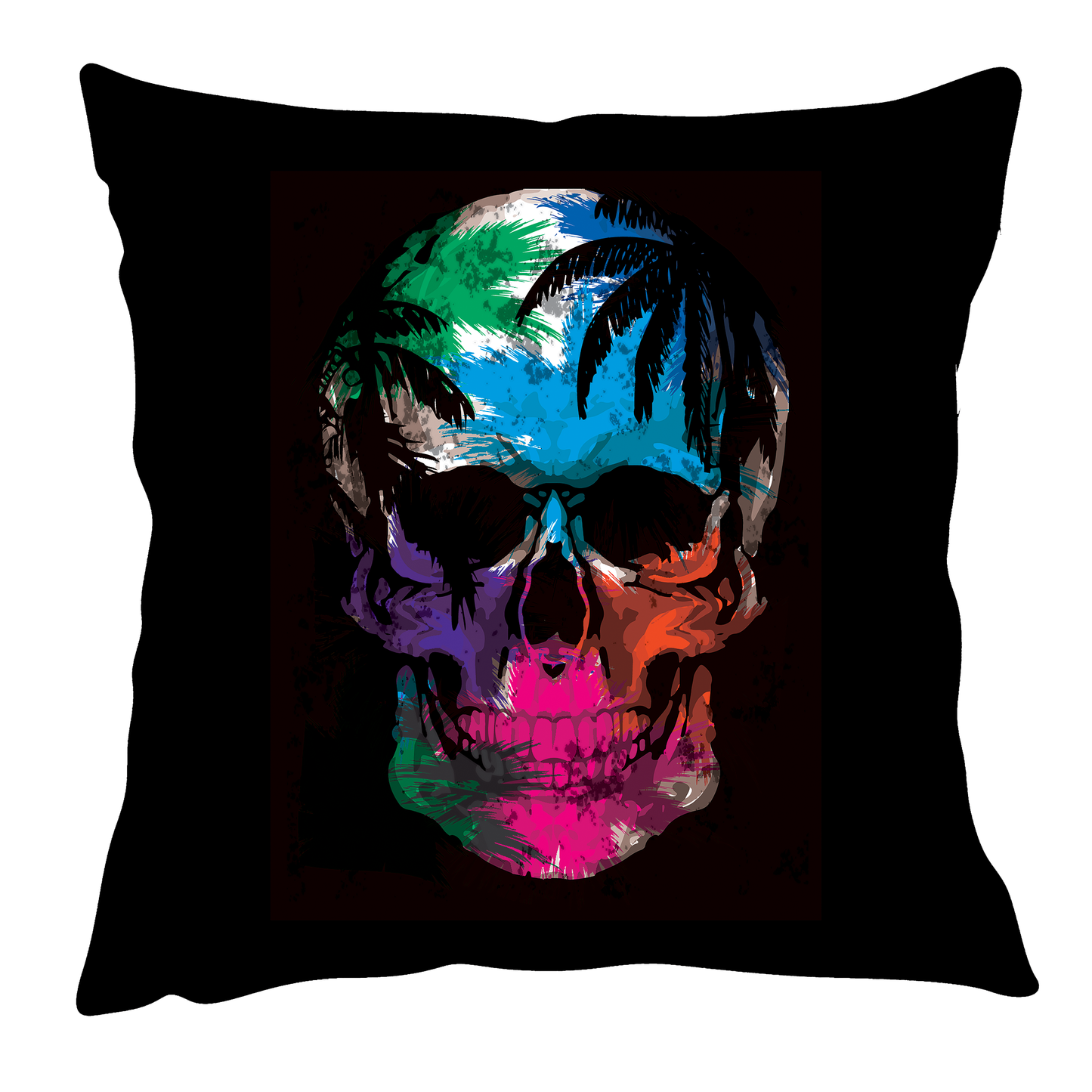 Unique Skull Palm Tree Print Cushion Cover