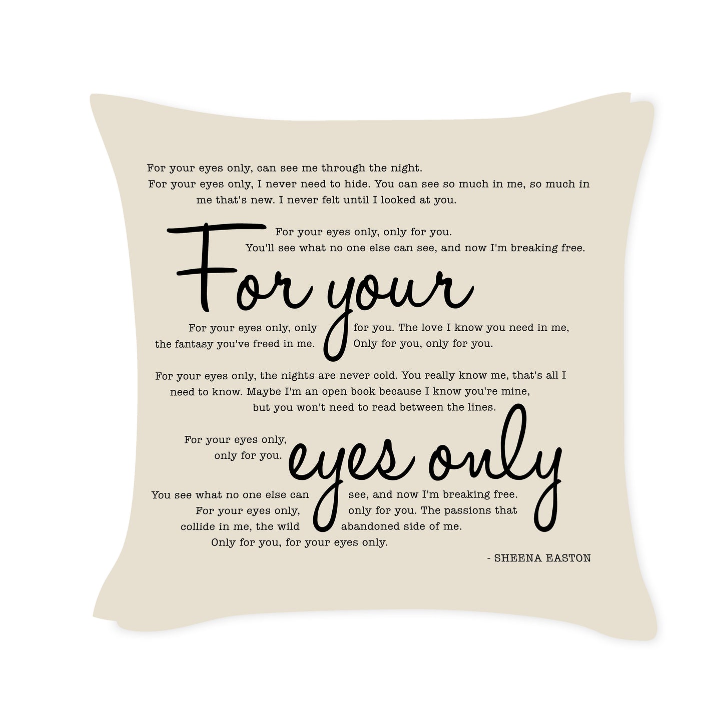 For your eyes only - Sheena Easton - Song Lyric Inspired Cushion Cover
