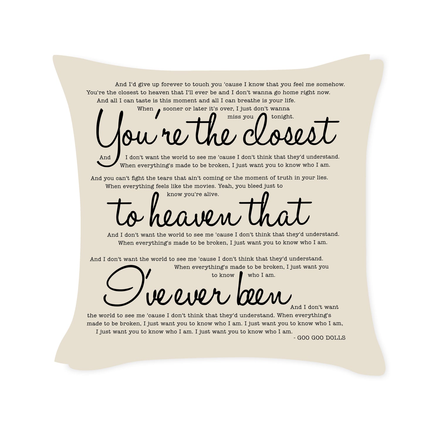 Iris - Goo Goo Dolls - Song Lyric Inspired Cushion Cover
