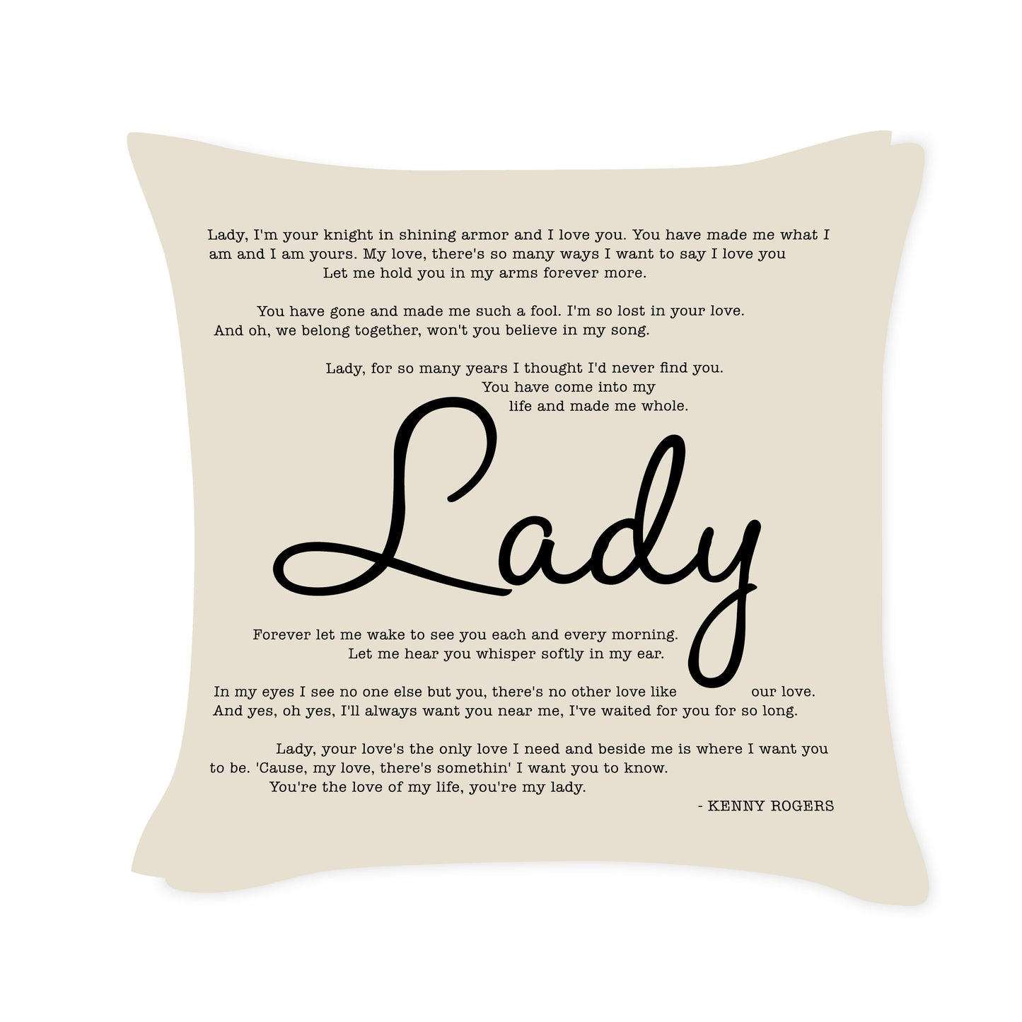 Kenny Rogers - Lady - Song Lyric Inspired Cushion Cover