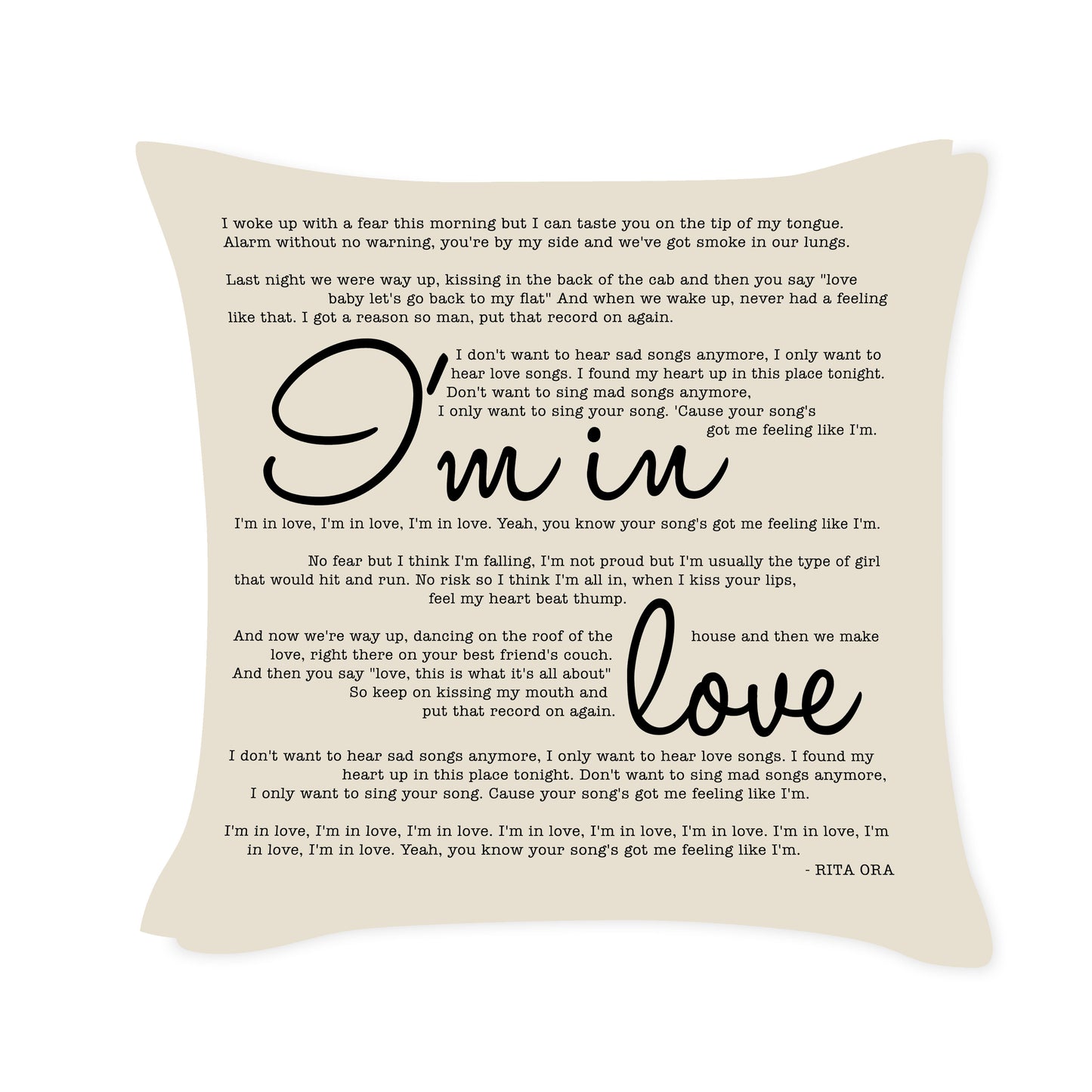 Rita Ora - Your Song - Song Lyric Inspired Cushion Cover