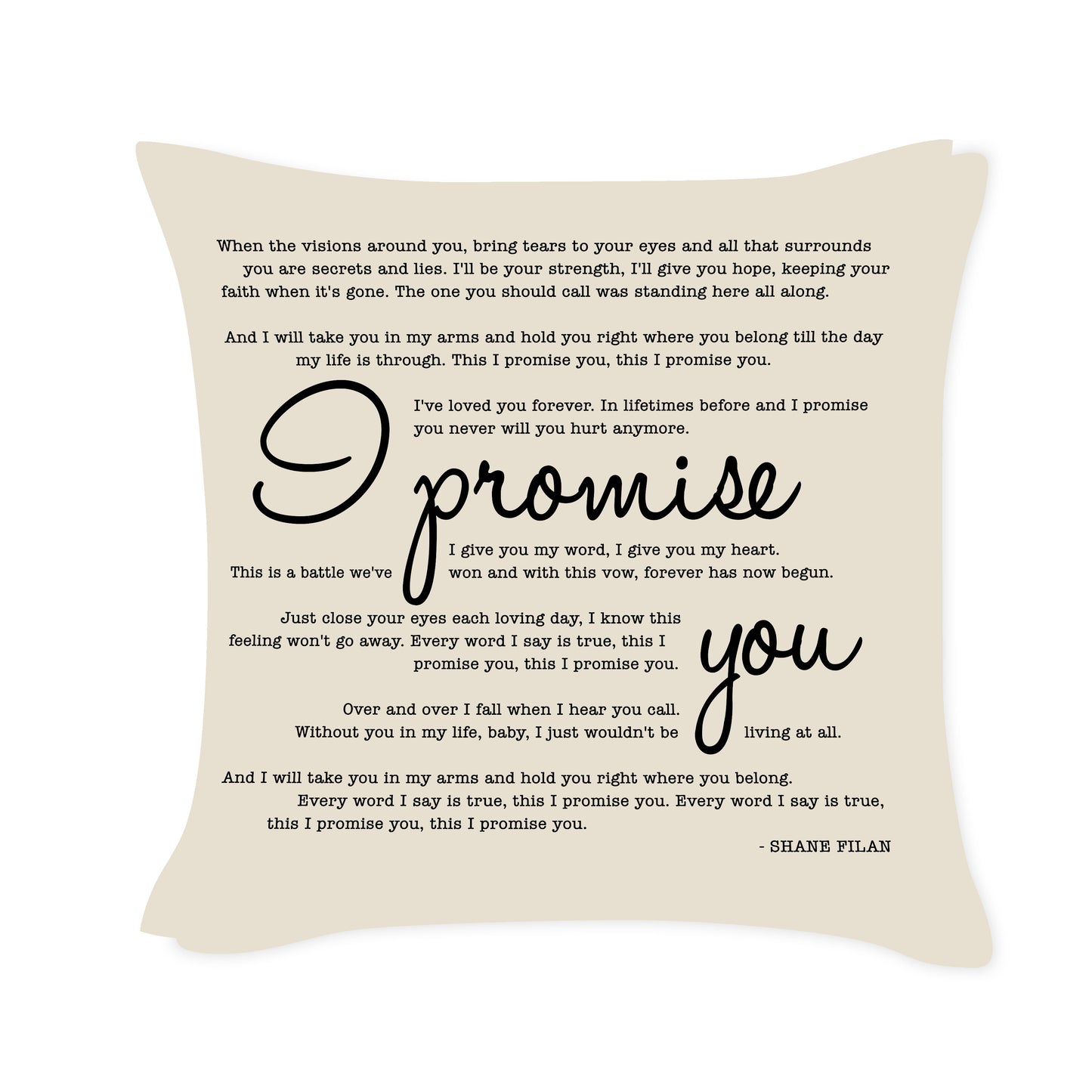 Shane Filan - I promise you - Song Lyric Inspired Cushion Cover