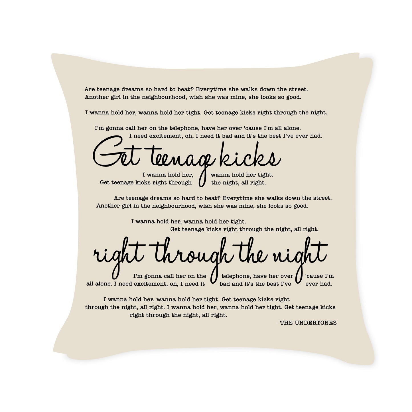 The Undertones - Teenage Kicks - Song Lyric Inspired Cushion Cover