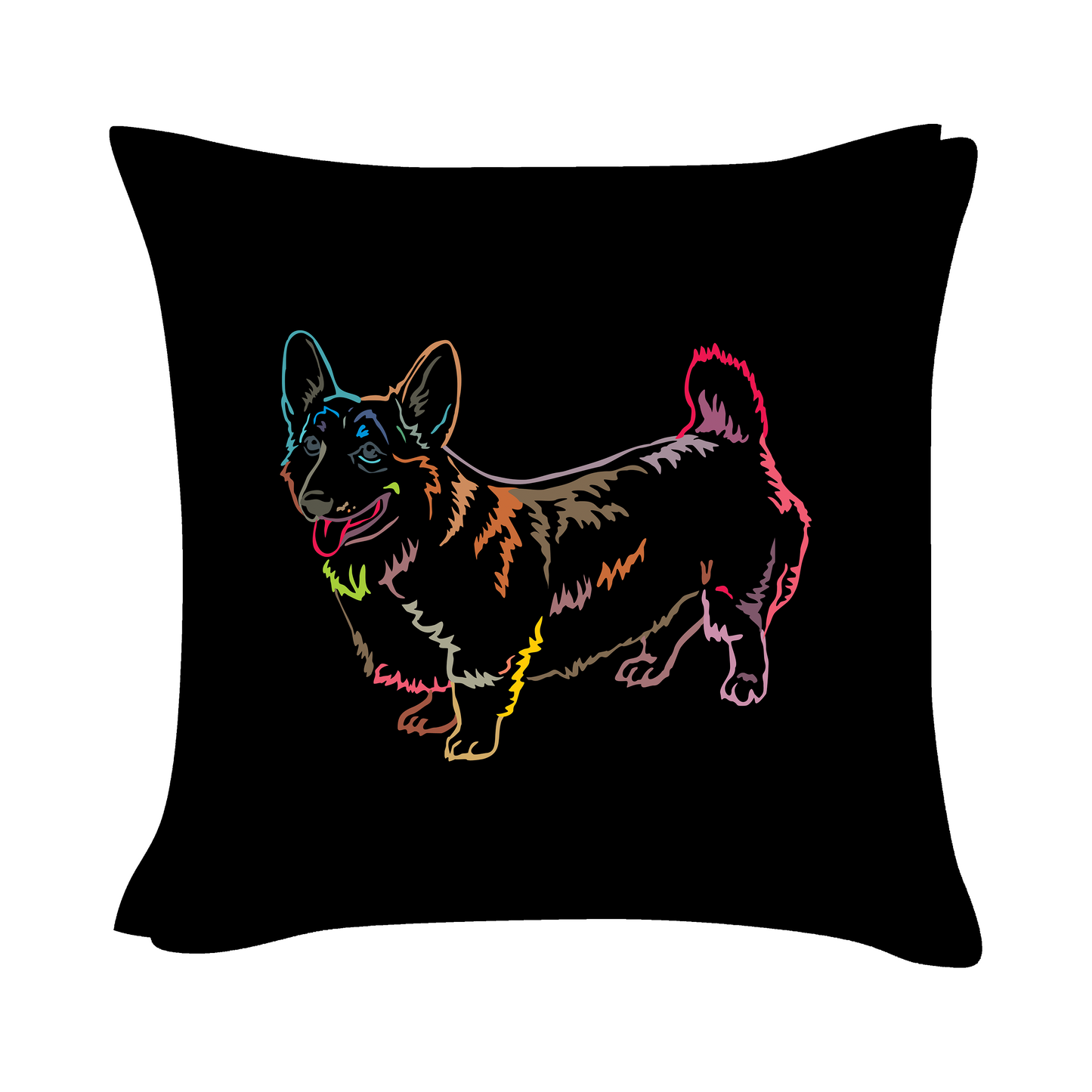 Corgi Art - Black Cushion Cover