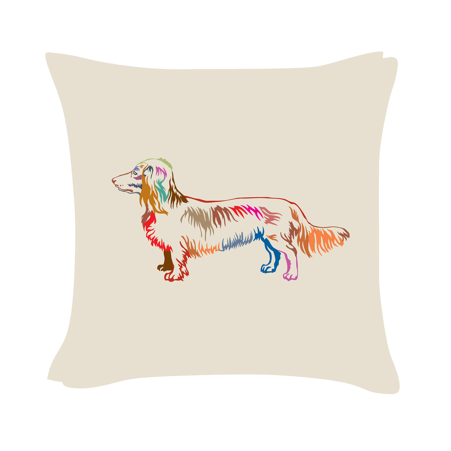 Daschund Art - Beige Cushion Cover