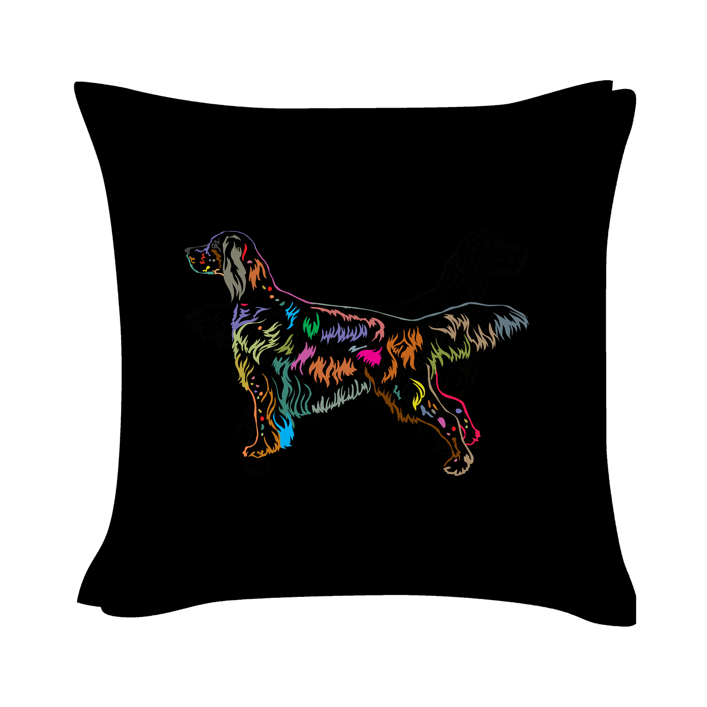 English Setter Art - Black Cushion Cover