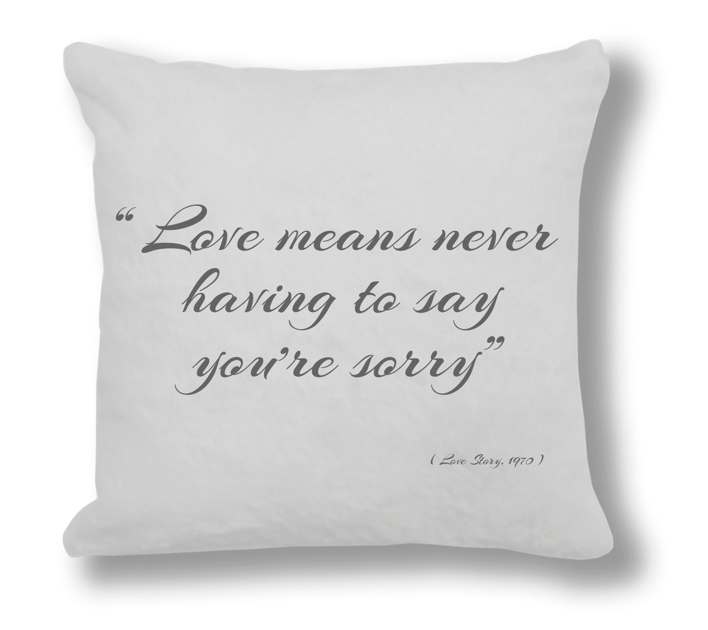 Love Story 1970 Film Quote - "Love means never having to say you're sorry" Cushion Cover