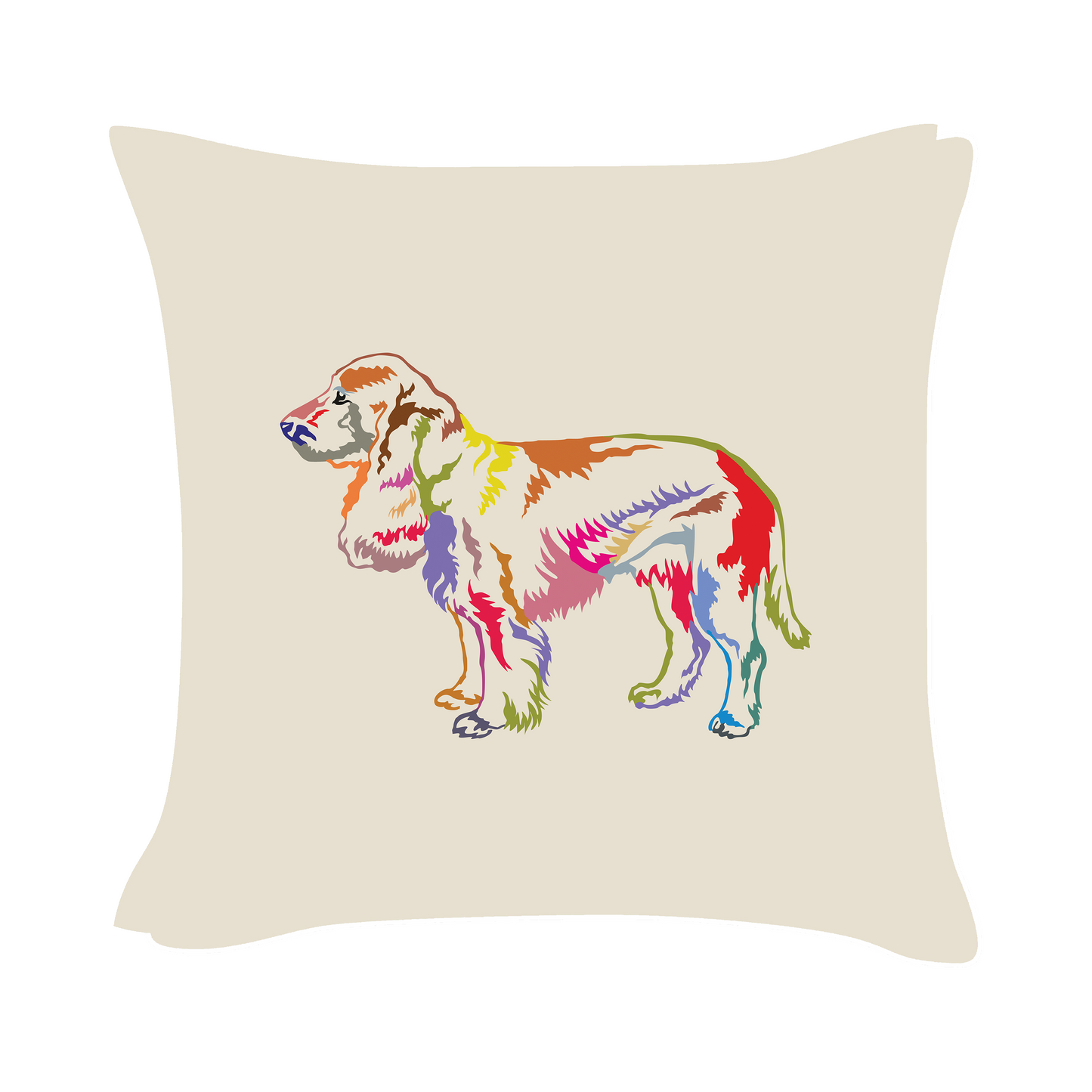 Field Spaniel Art - Beige Cushion Cover