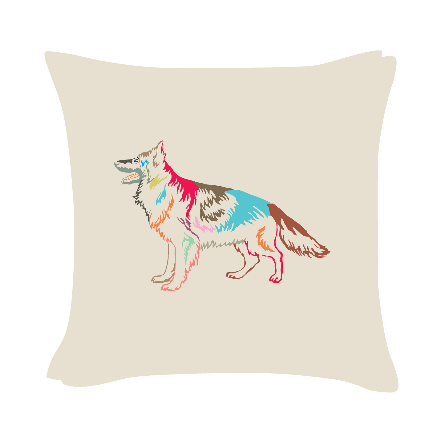 German Shepherd Art - Beige Cushion Cover