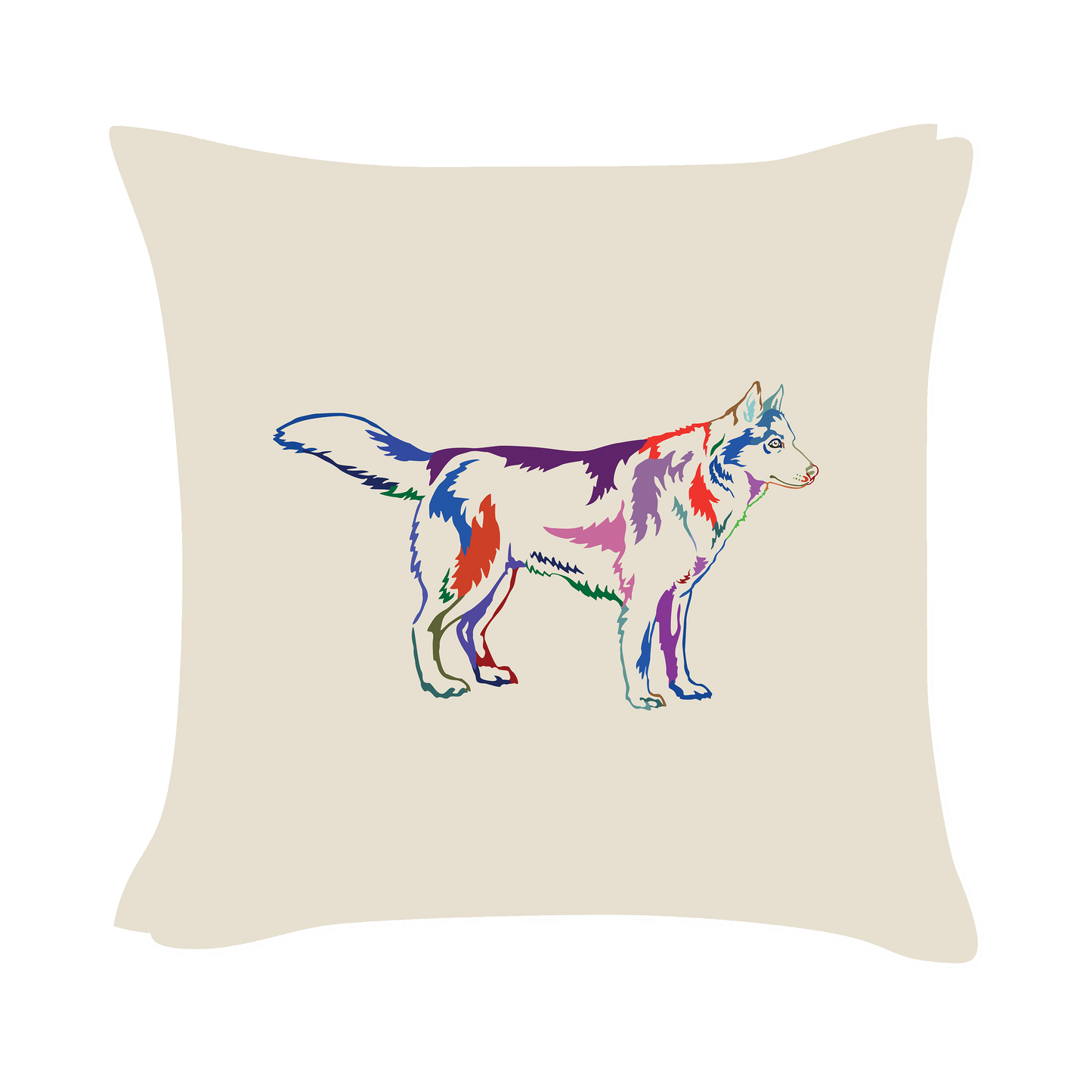 Husky Art - Beige Cushion Cover
