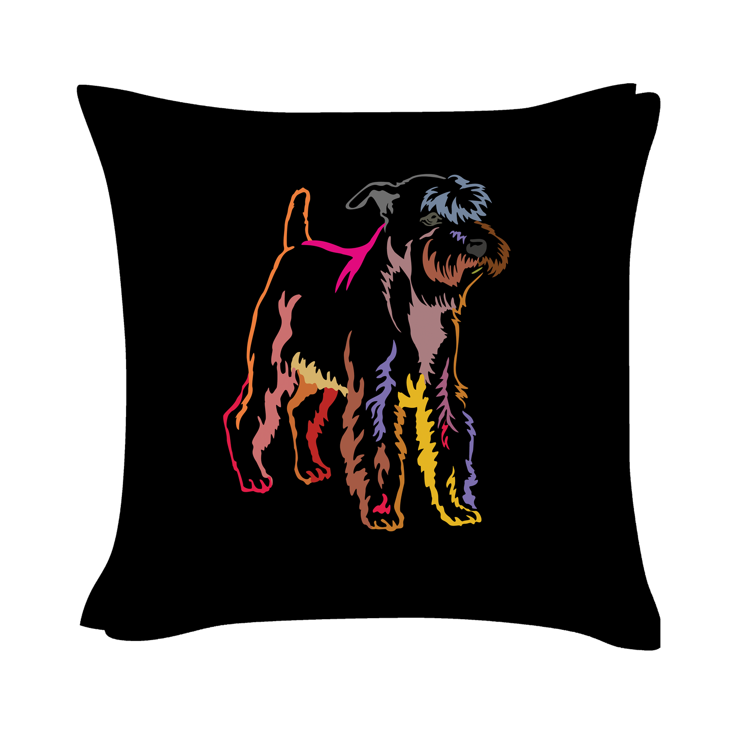 Miniature Schnauzer Art - Black Cushion Cover