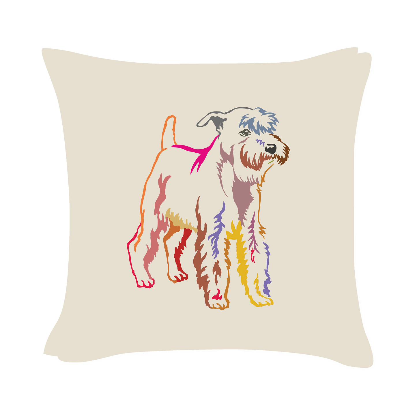 Miniature Schnauzer Art - Beige Cushion Cover
