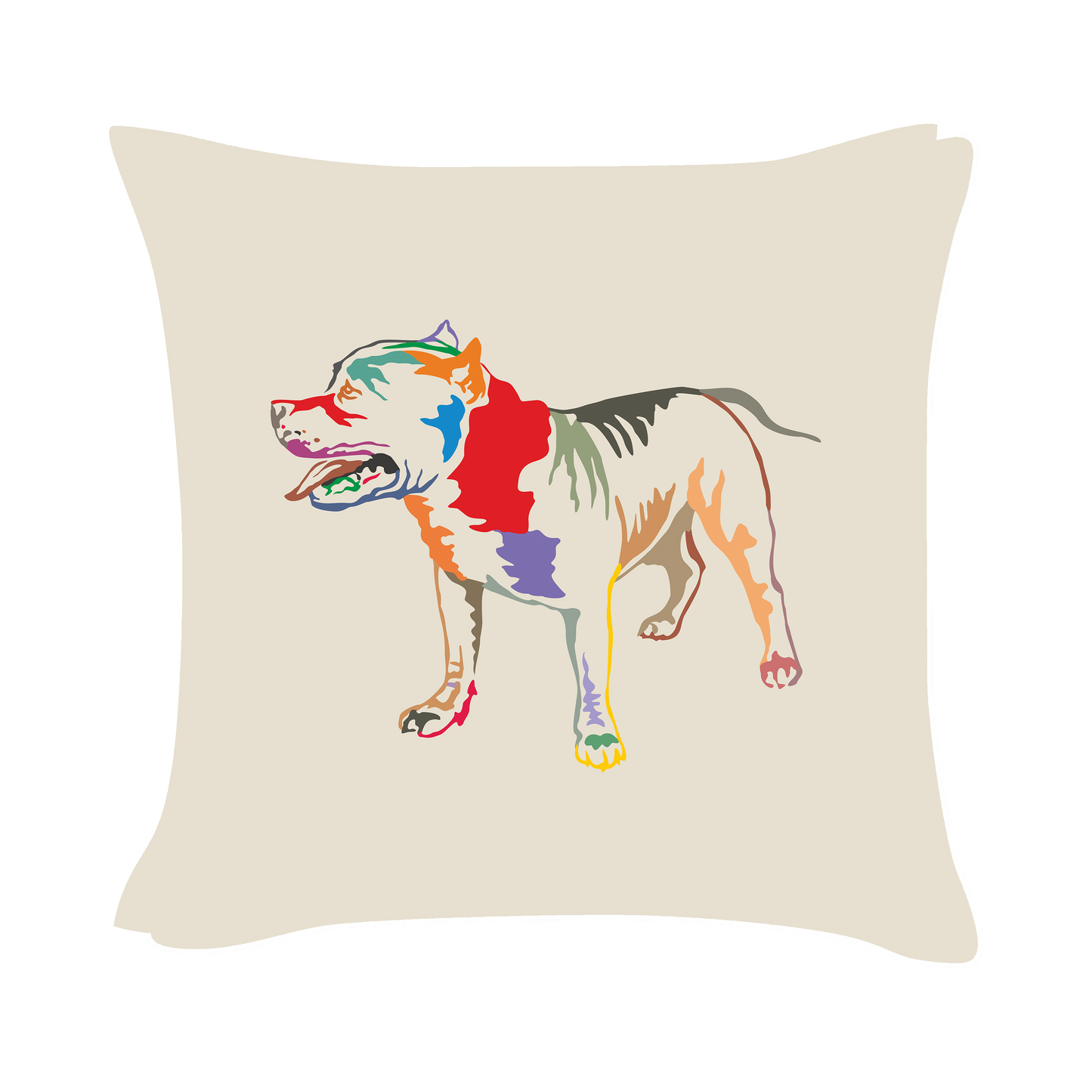 Pit Bull Terrier Art - Beige Cushion Cover