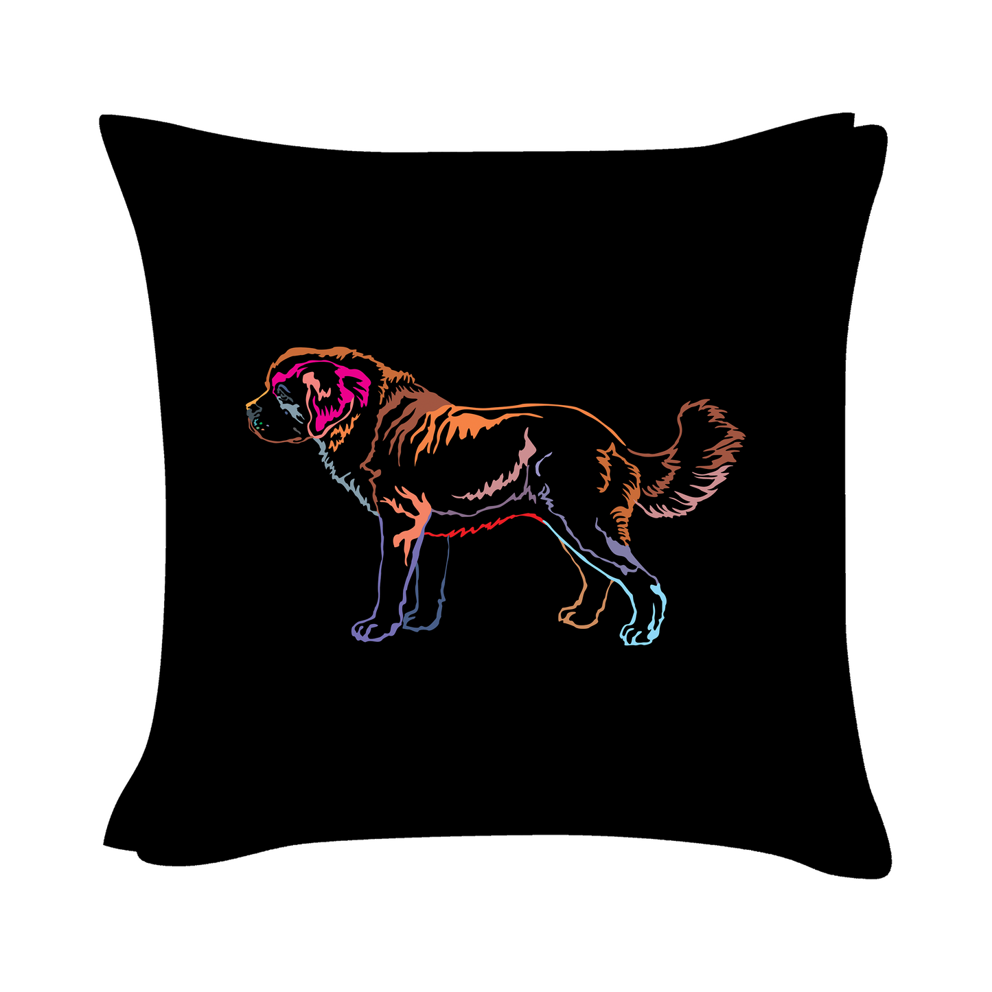 St Bernard Art - Black Cushion Cover