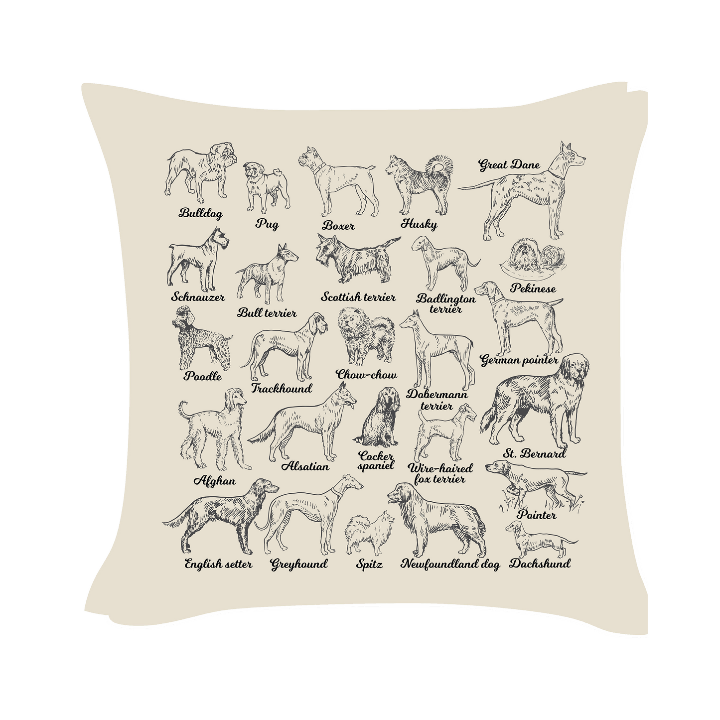 Various Breeds Art - Beige Cushion Cover