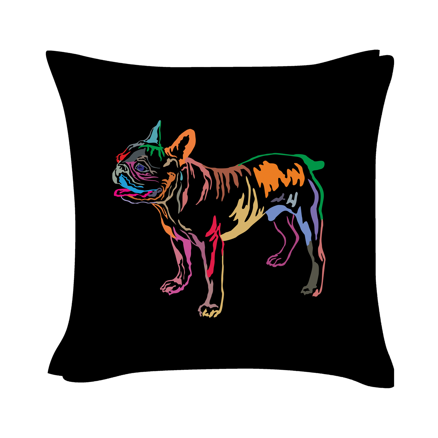 French Bulldog Art - Black Cushion Cover