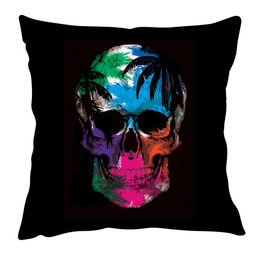 Unique Skull Palm Tree Print Cushion Cover