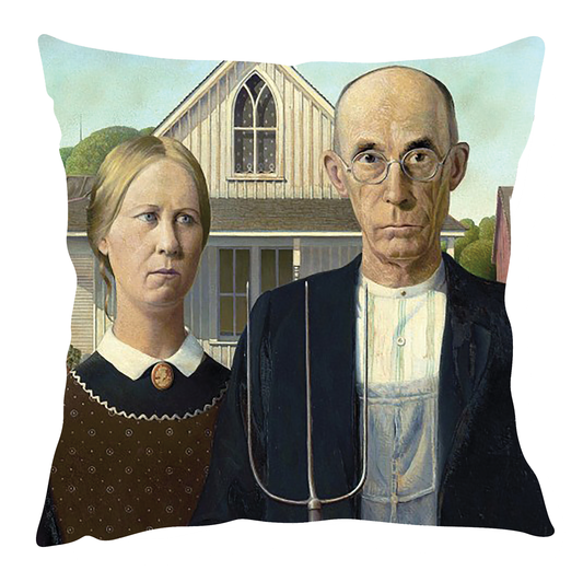 Grant Wood's "American Gothic" Inspired Cushion Cover