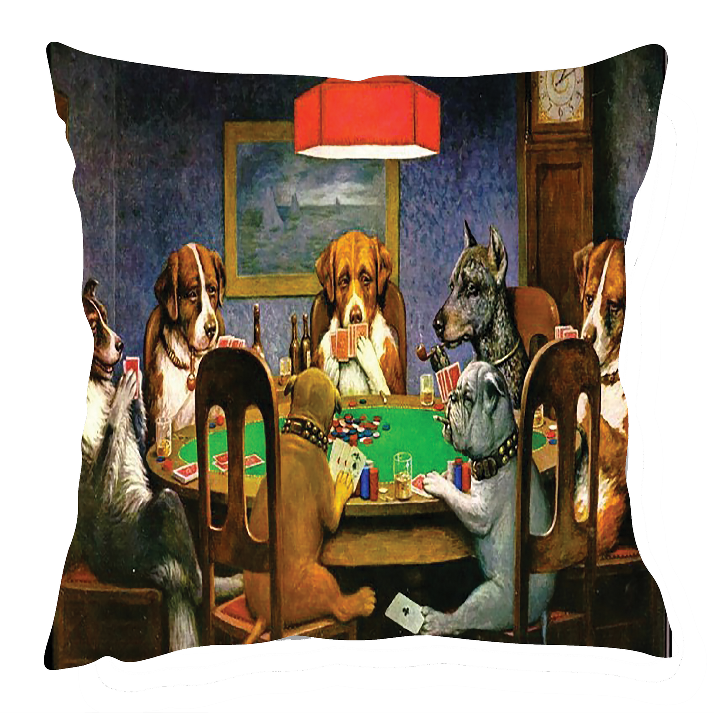 Dogs Playing Poker Inspired Cushion Cover