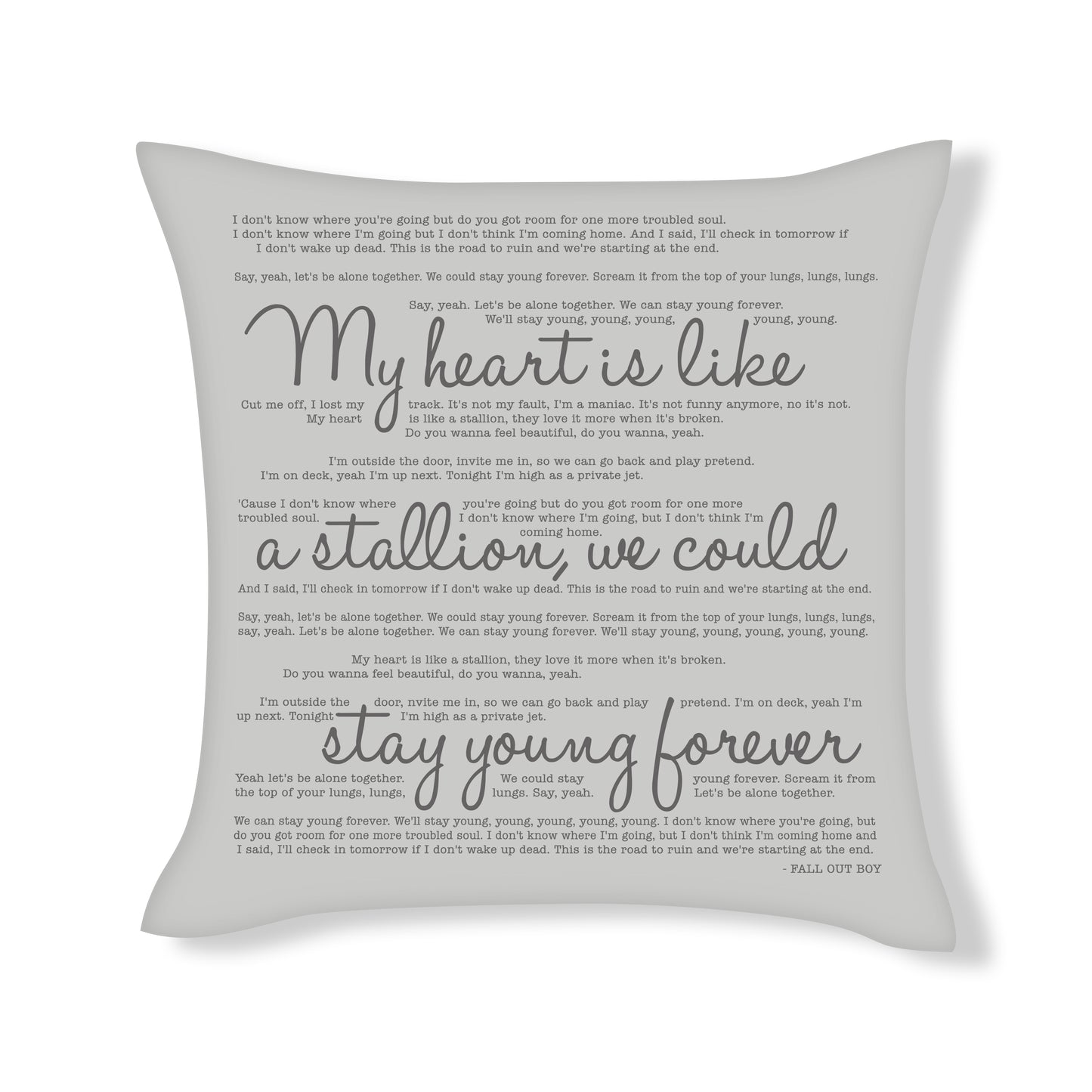 Alone together - Fall out boy - Song Lyric Inspired Cushion Cover