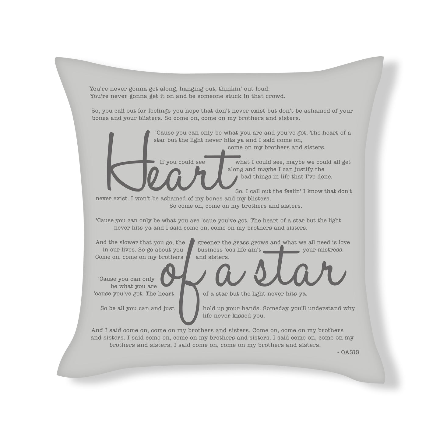 Heart of a star - Oasis  - Song Lyric Inspired Cushion Cover