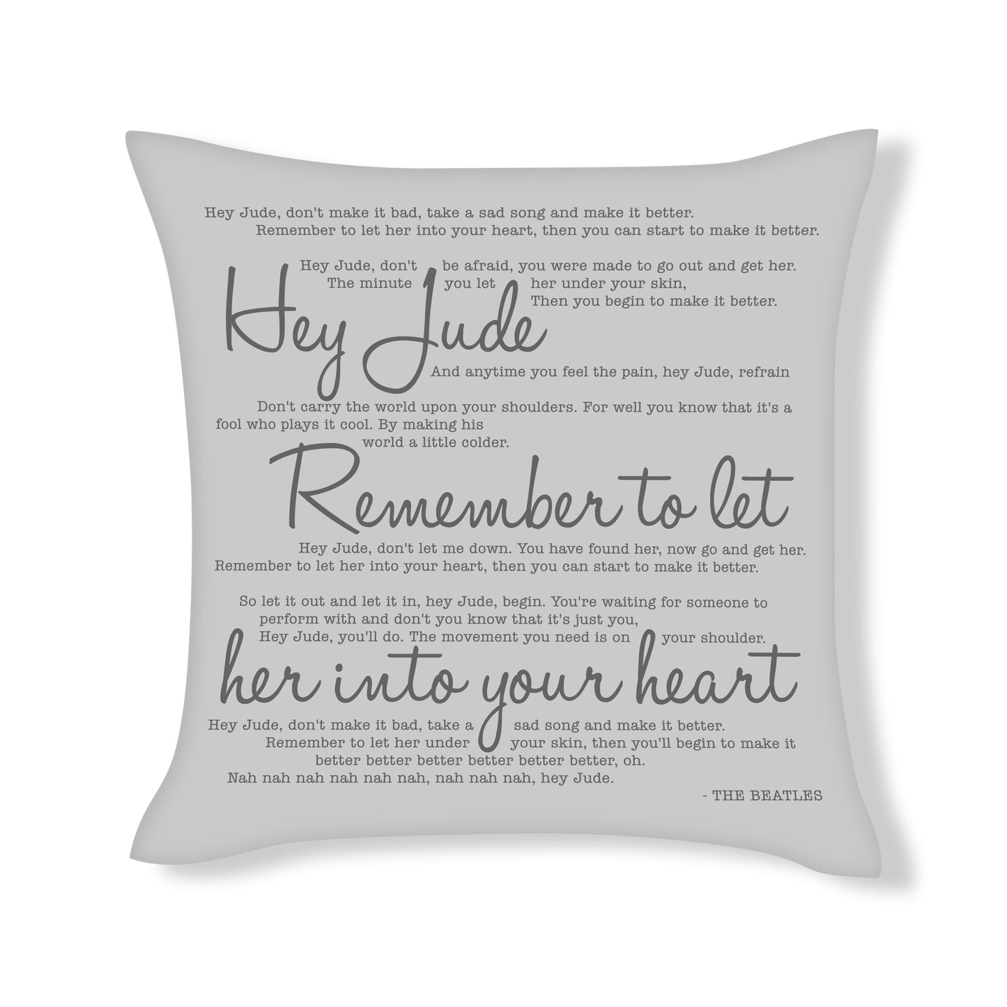 Hey Jude - The Beatles - Song Lyric Inspired Cushion Cover