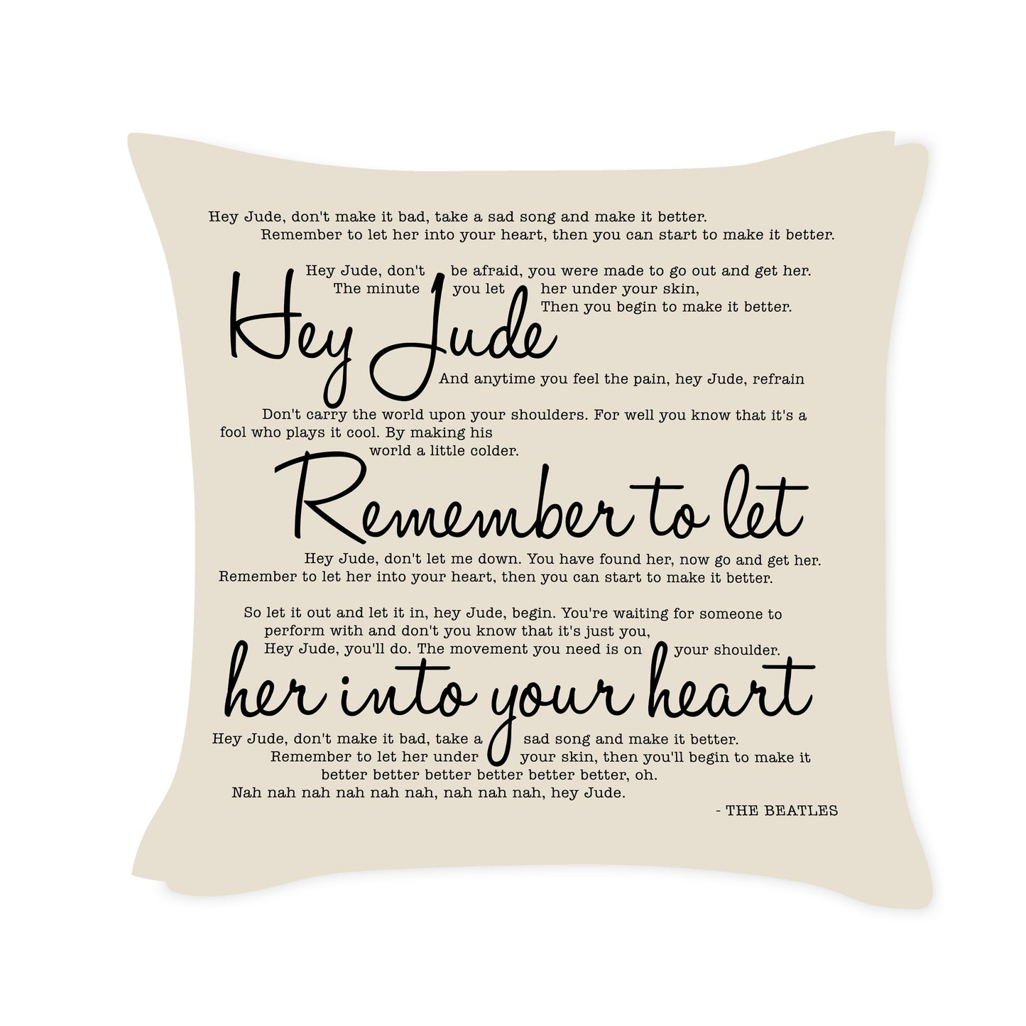 Hey Jude - The Beatles - Song Lyric Inspired Cushion Cover