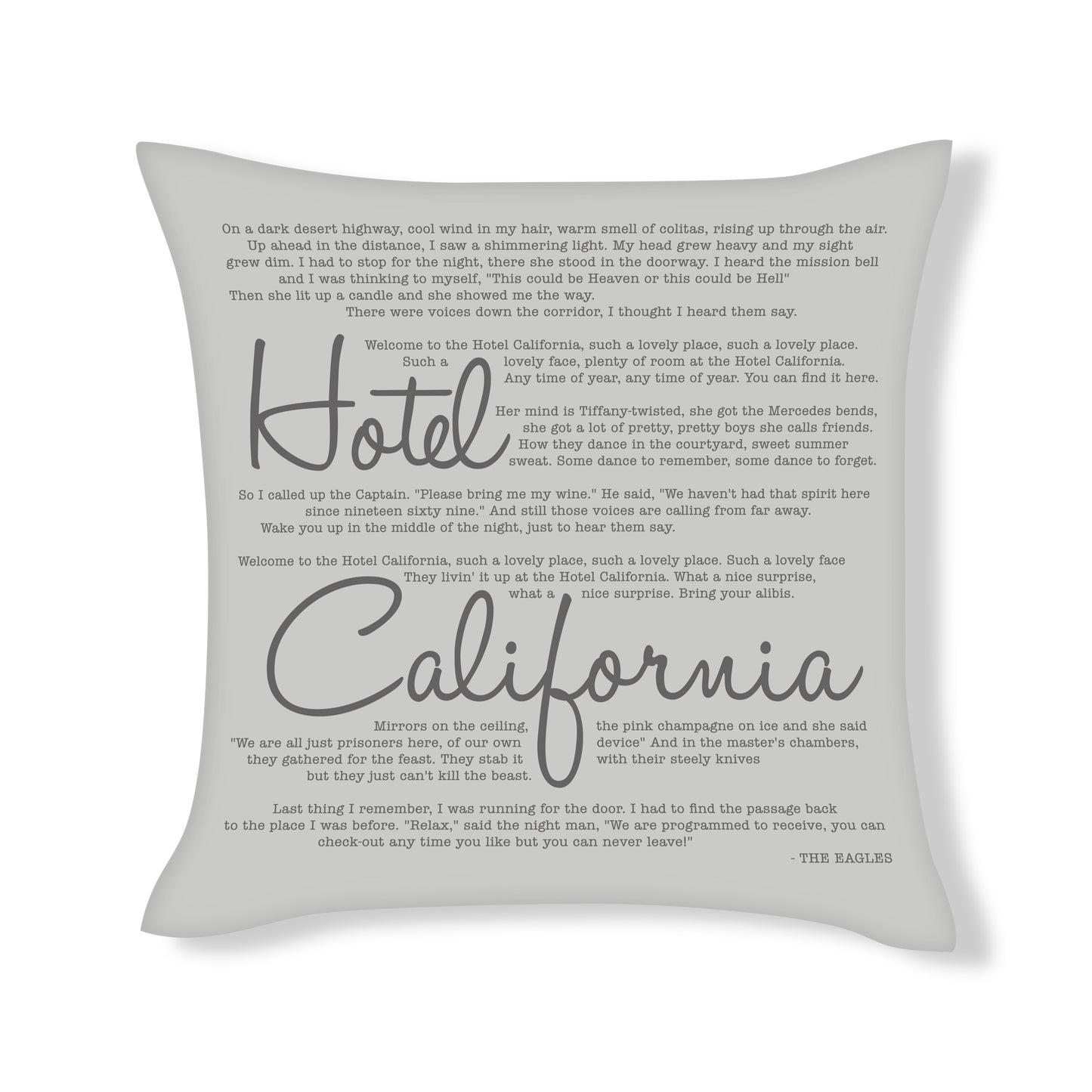 Hotel California - The Eagles - Song Lyric Inspired Cushion Cover