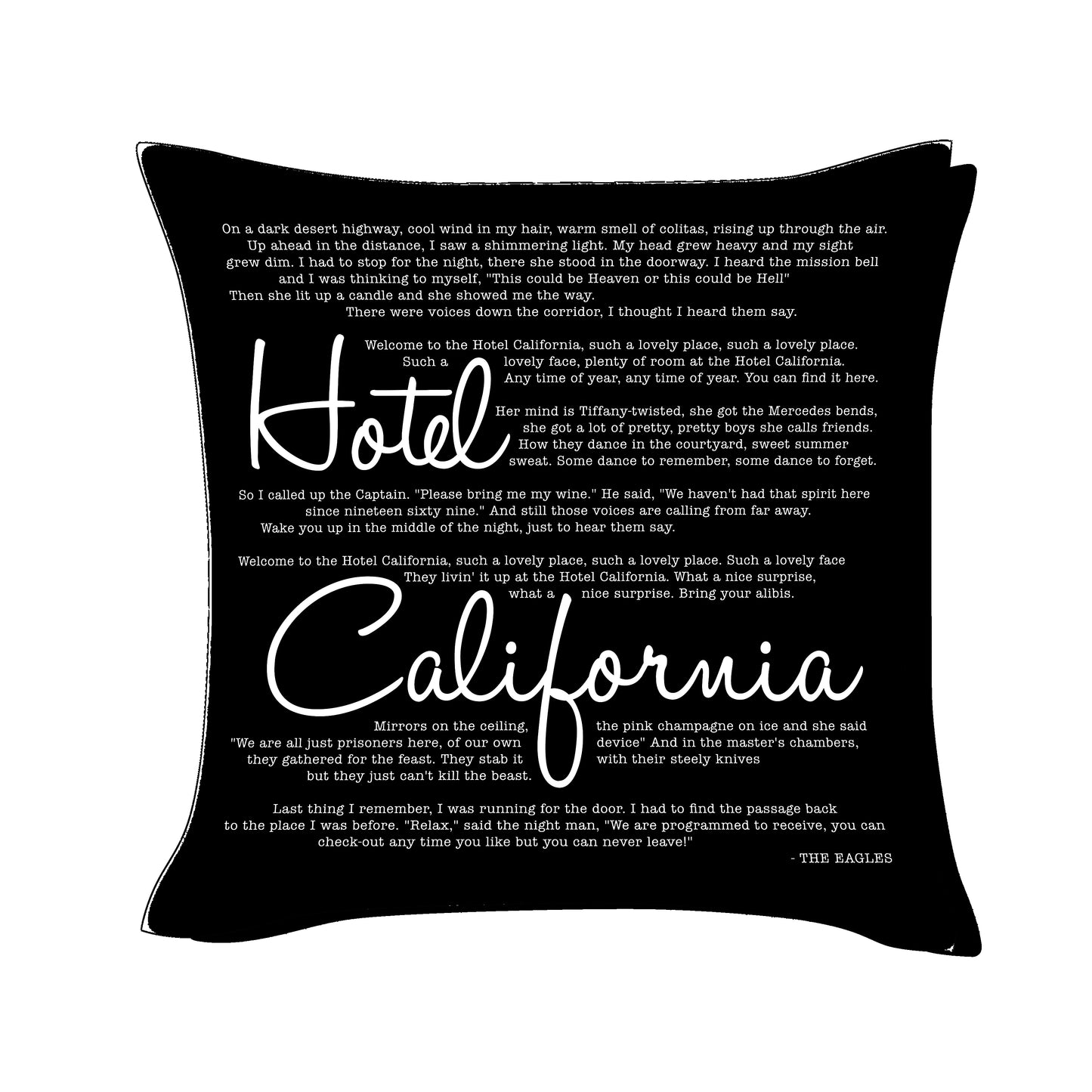 Hotel California - The Eagles - Song Lyric Inspired Cushion Cover