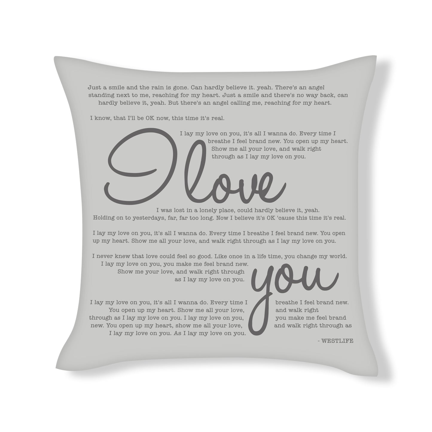 I love you - Westlife - Song Lyric Inspired Cushion Cover