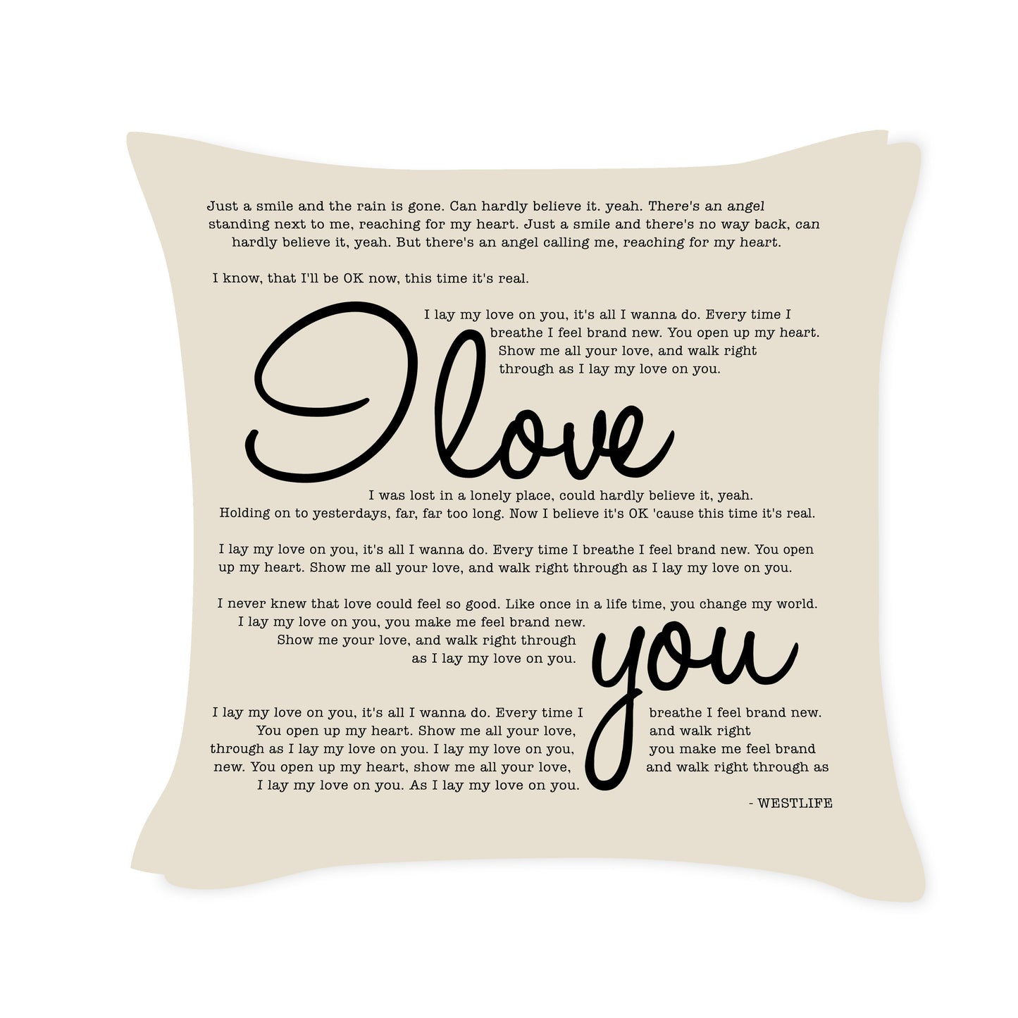 I love you - Westlife - Song Lyric Inspired Cushion Cover