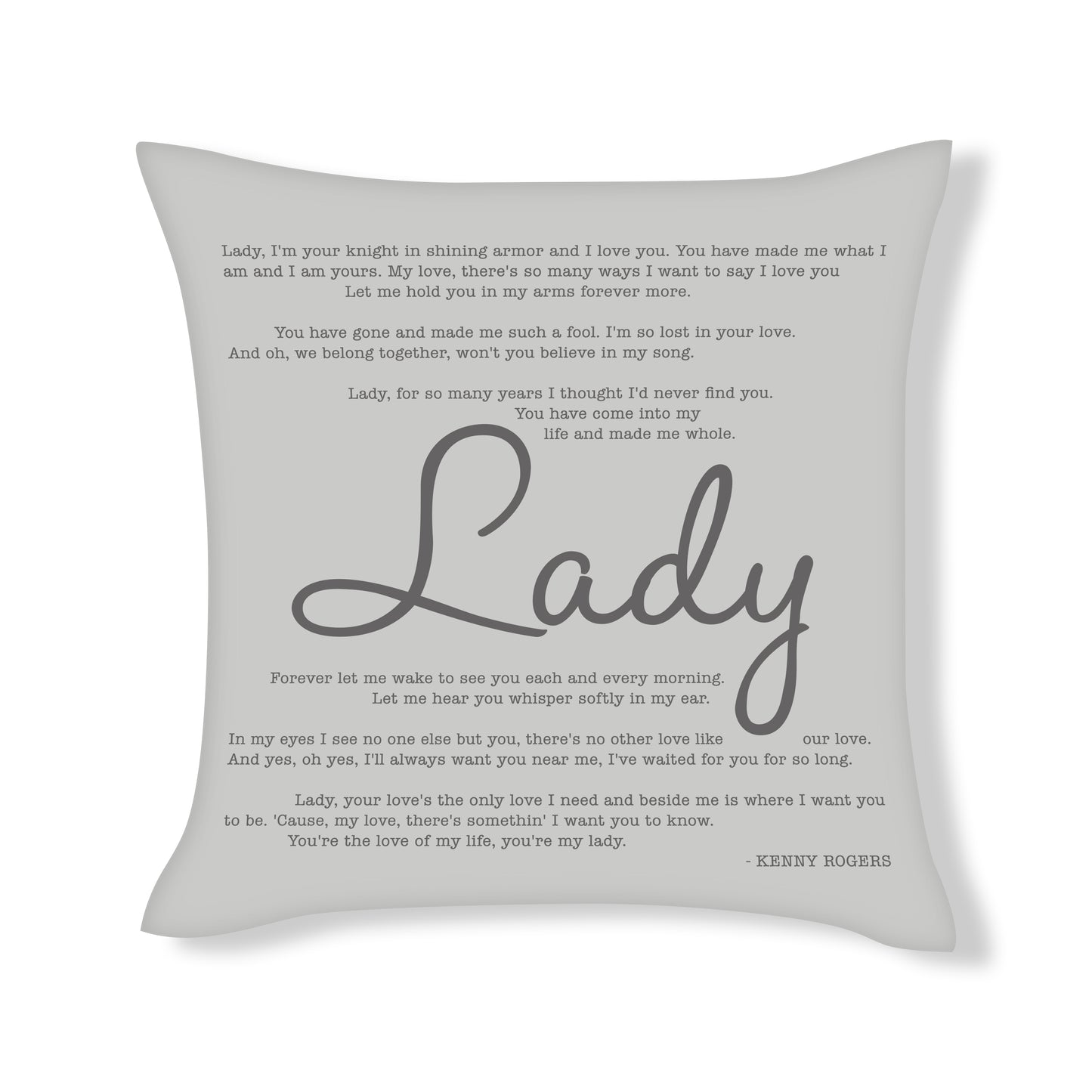 Kenny Rogers - Lady  - Song Lyric Inspired Cushion Cover