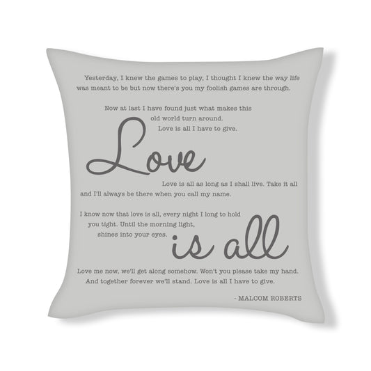 Malcolm Roberts - Love is all - Song Lyric Inspired Cushion Cover