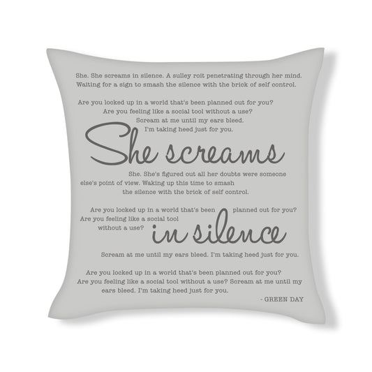 Green Day - She Screams in Silence - Song Lyric Inspired Cushion Cover