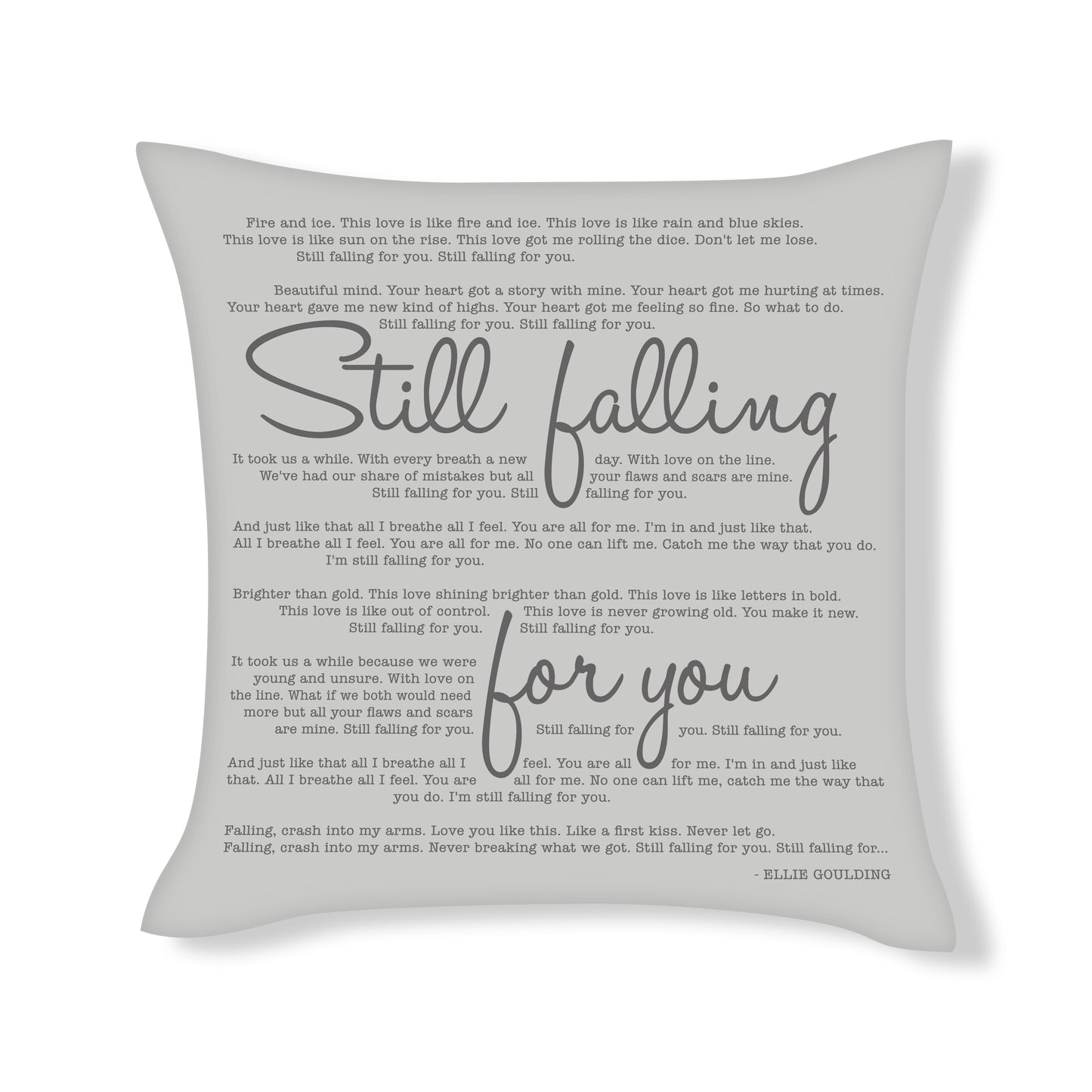 Ellie Goulding - Still Falling For you - Song Lyric Inspired Cushion Cover
