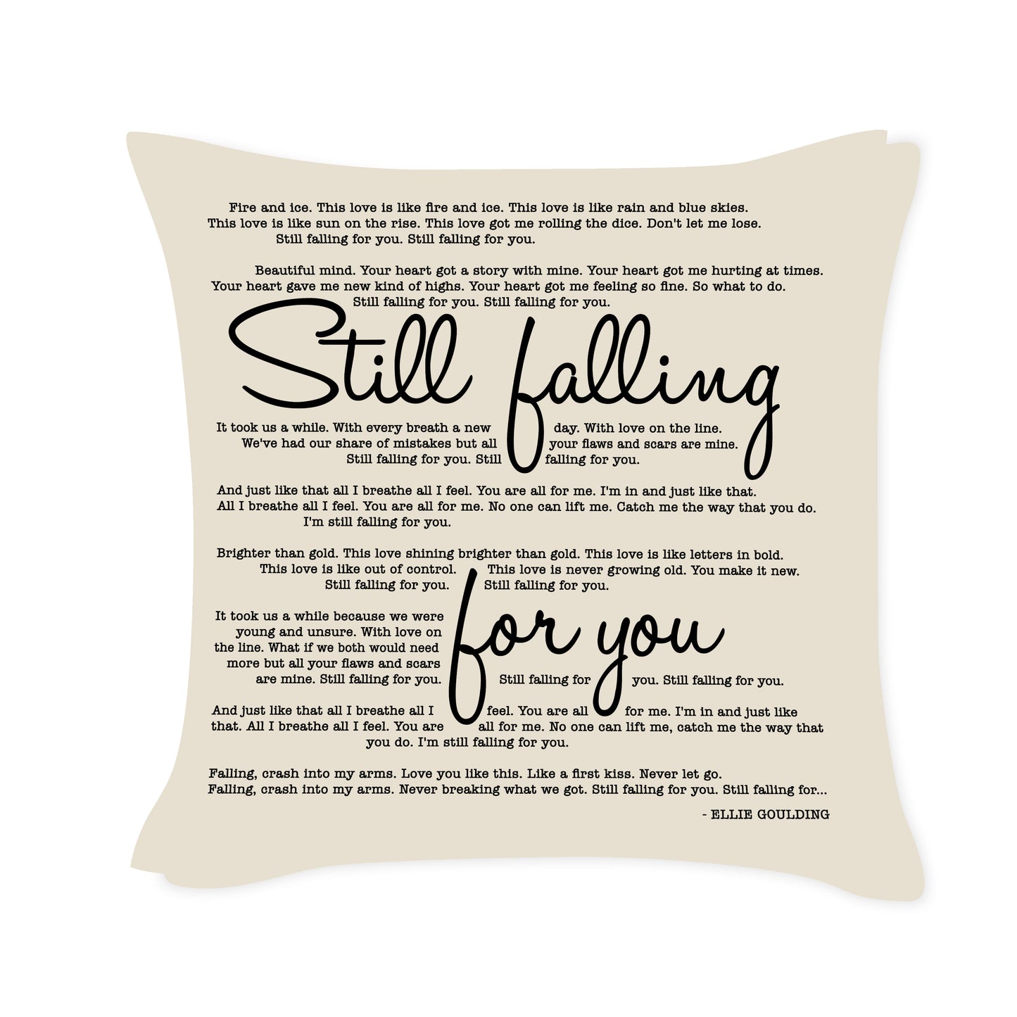 Ellie Goulding - Still Falling For you - Song Lyric Inspired Cushion Cover