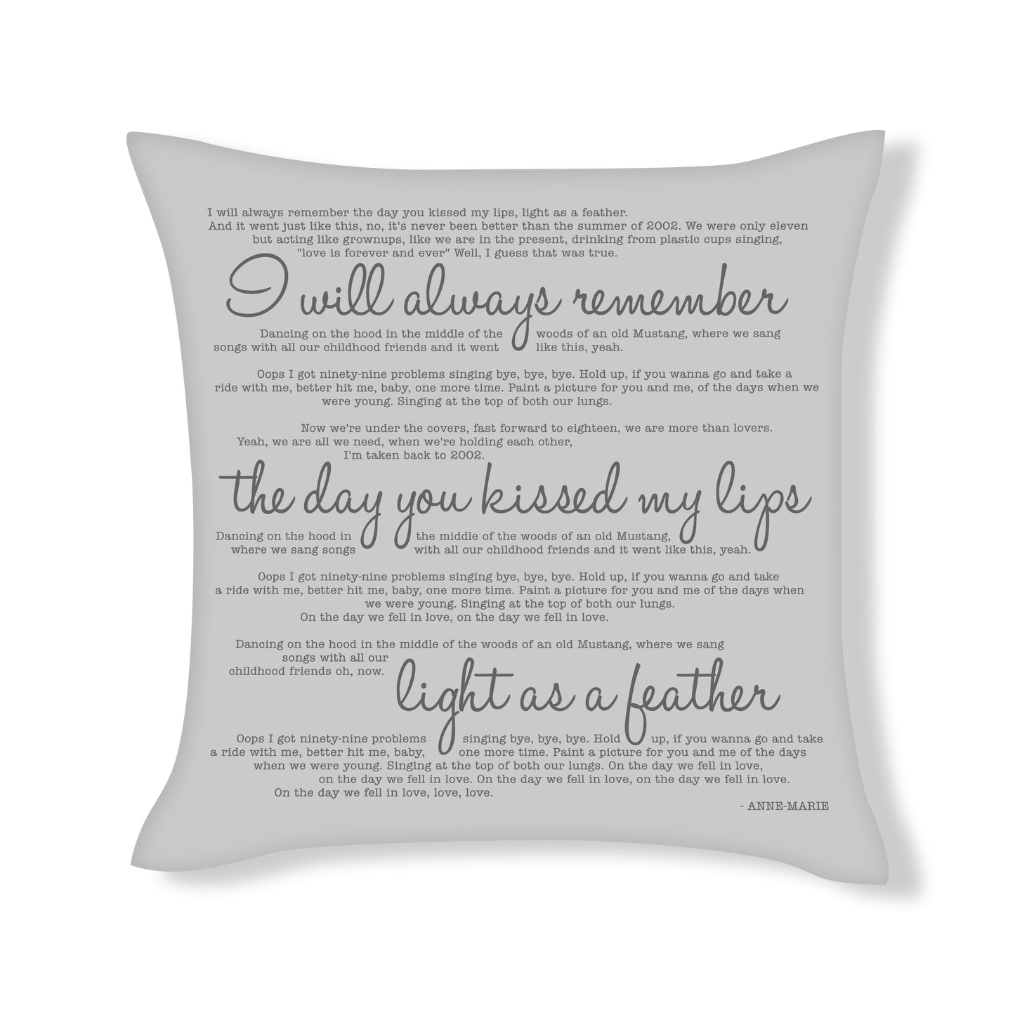 Anne Marie - 2002 - Song Lyric Inspired Cushion Cover