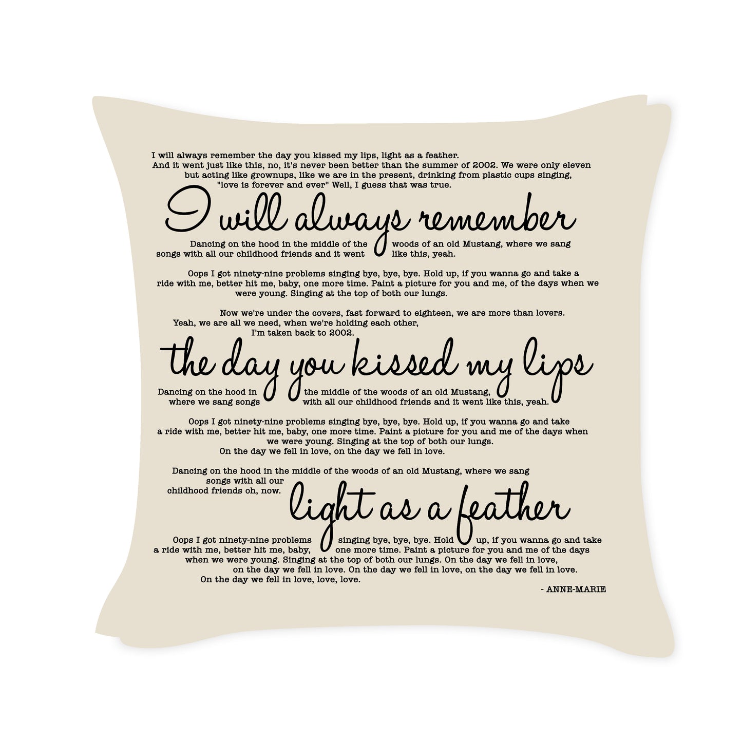 Anne Marie - 2002 - Song Lyric Inspired Cushion Cover