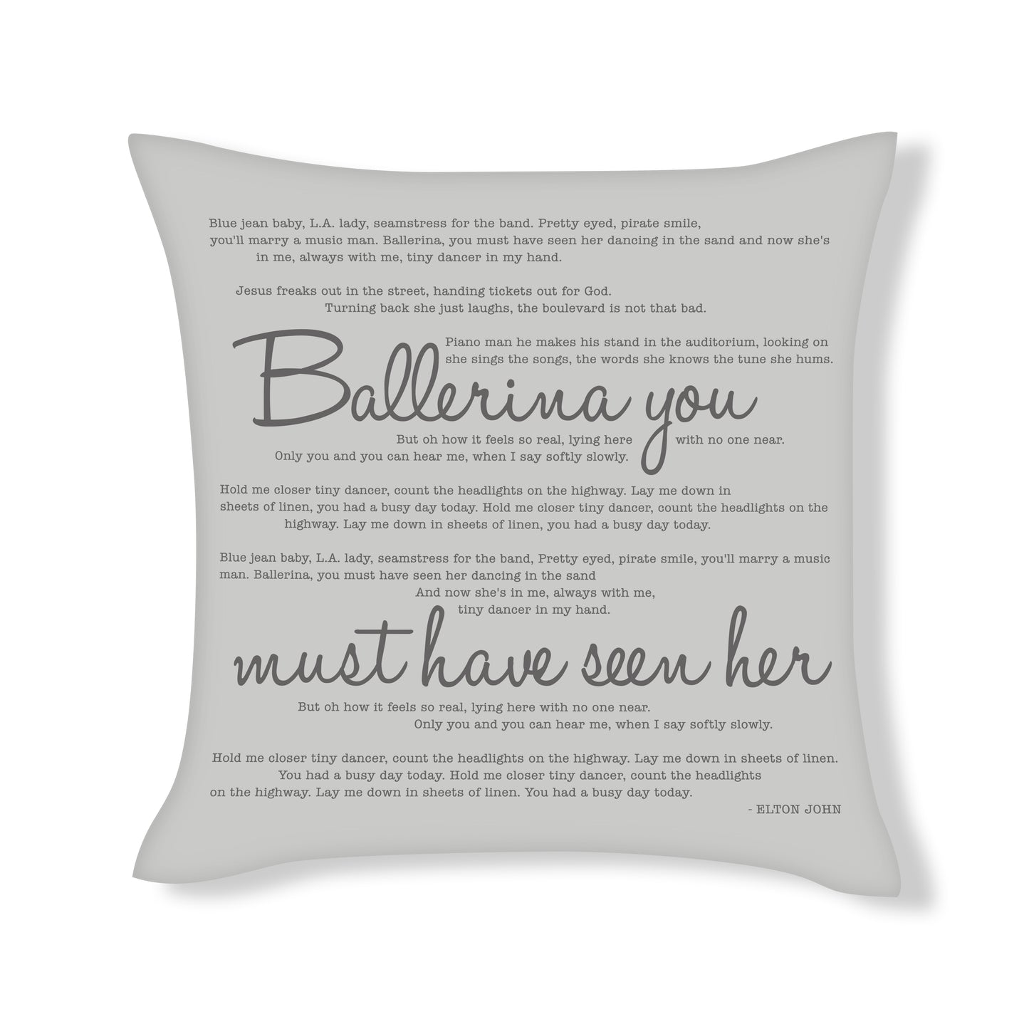 Elton John - Tiny Dancer - Song Lyric Inspired Cushion Cover