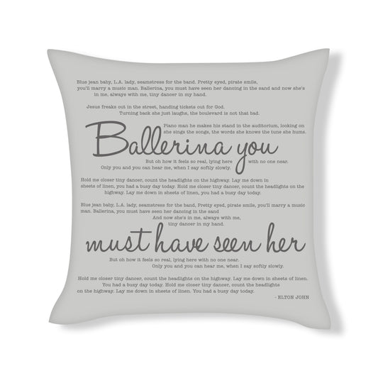 Elton John - Tiny Dancer - Song Lyric Inspired Cushion Cover