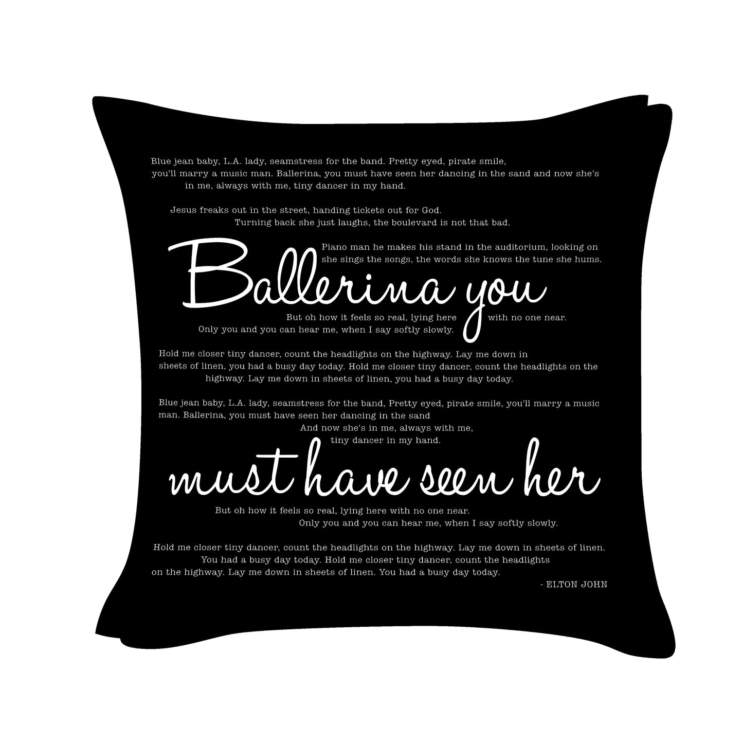 Elton John - Tiny Dancer - Song Lyric Inspired Cushion Cover