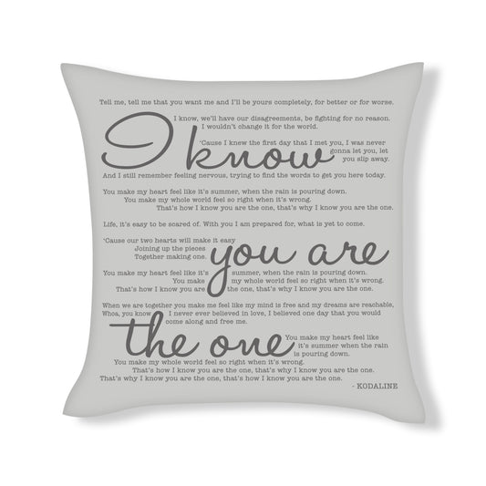 Kodaline - I know you are the one - Song Lyric Inspired Cushion Cover