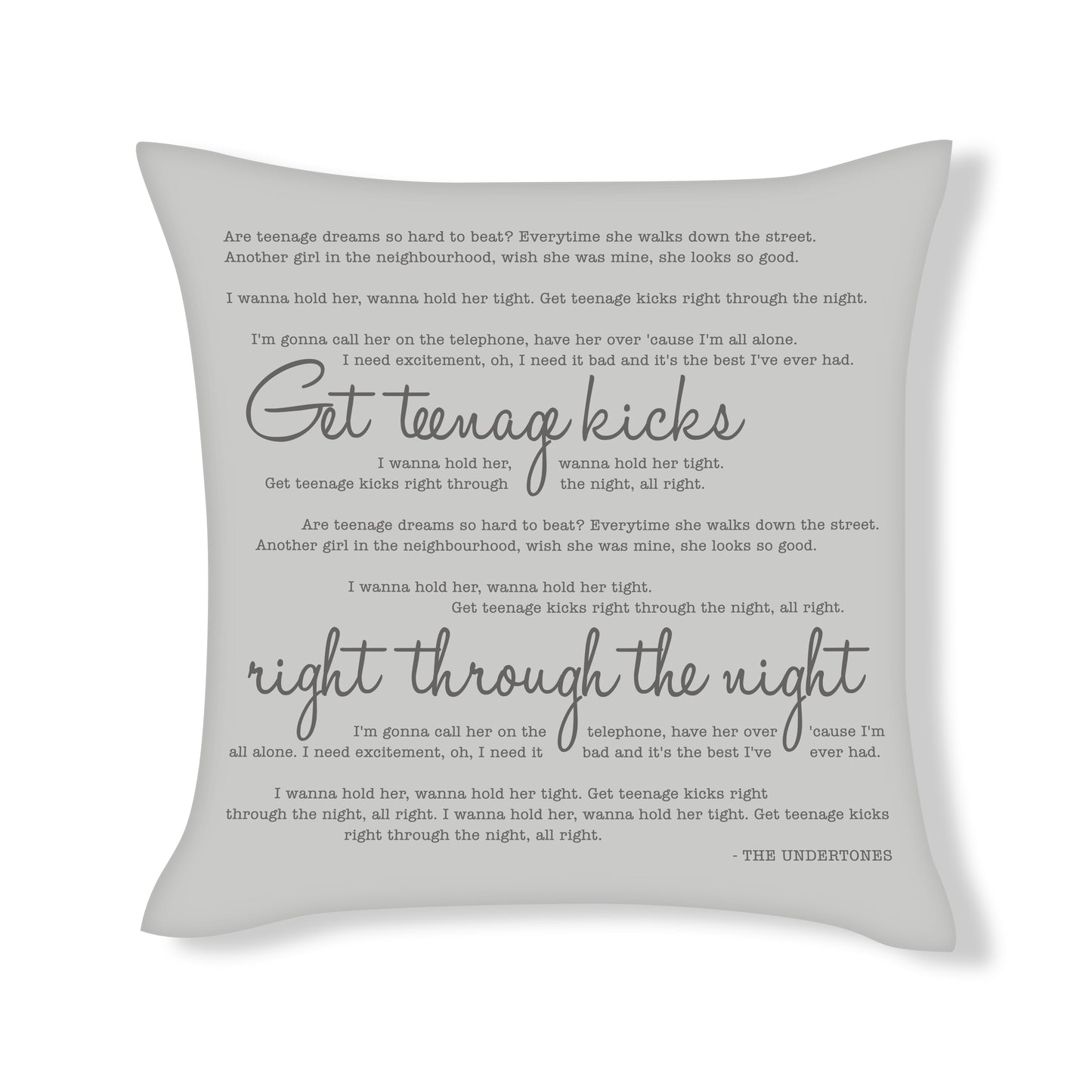 The Undertones - Teenage Kicks - Song Lyric Inspired Cushion Cover
