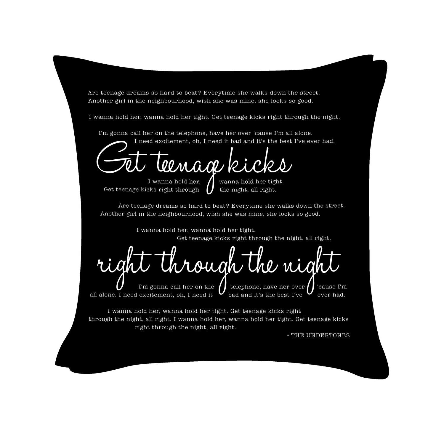 The Undertones - Teenage Kicks - Song Lyric Inspired Cushion Cover