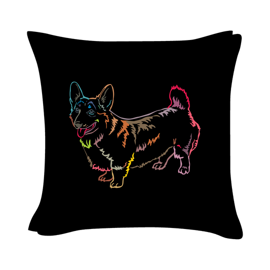 Corgi Art - Black Cushion Cover
