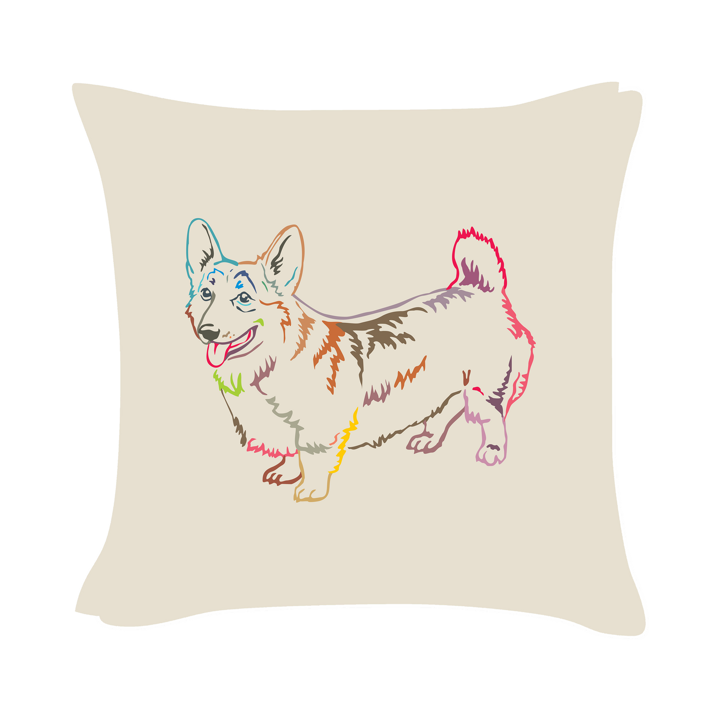 Corgi Art - Beige Cushion Cover