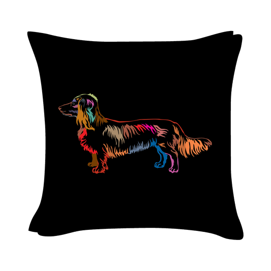 Daschund Art - Black Cushion Cover