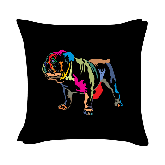 English Bulldog Art - Black Cushion Cover