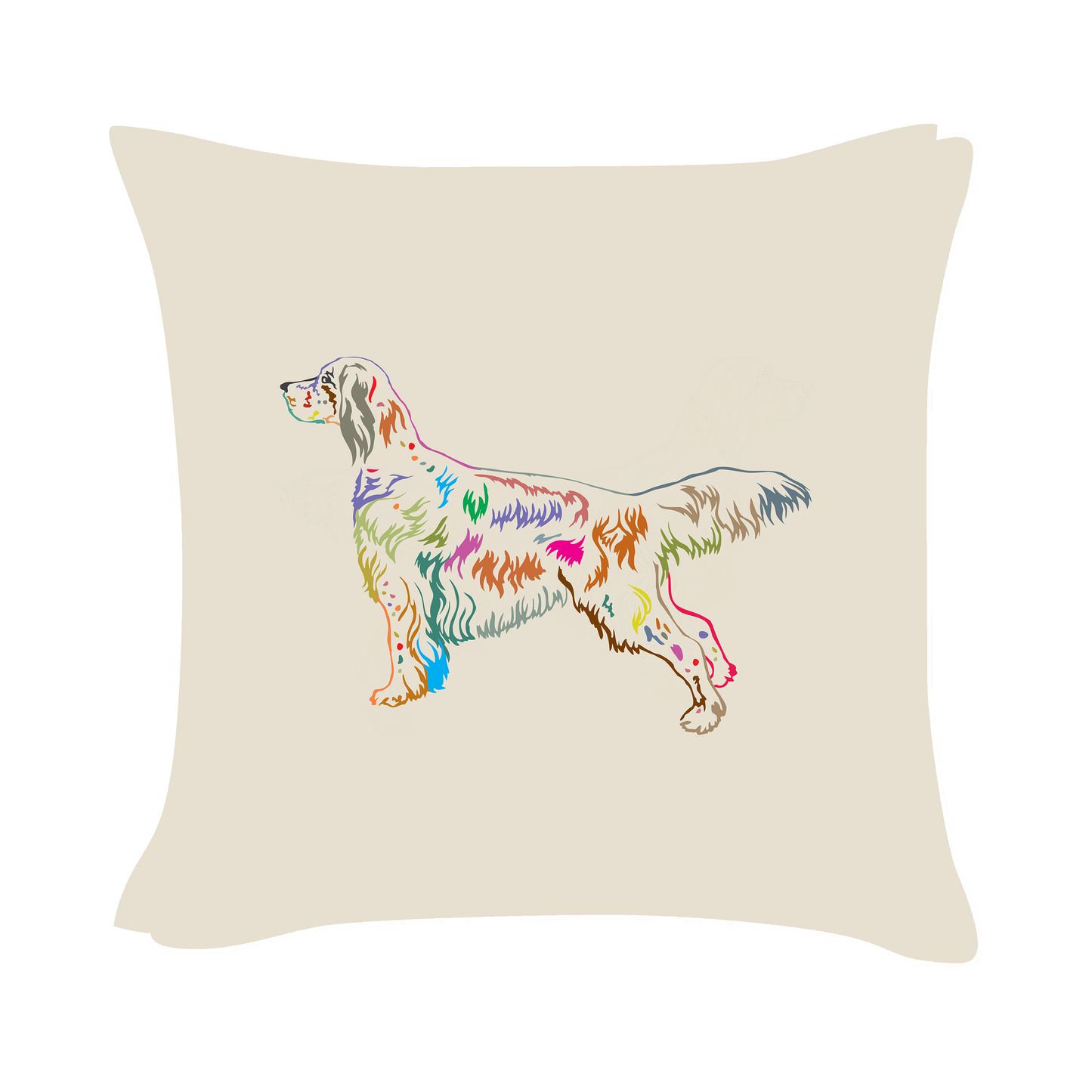 English Setter Art - Beige Cushion Cover