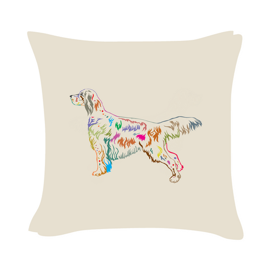 English Setter Art - Beige Cushion Cover